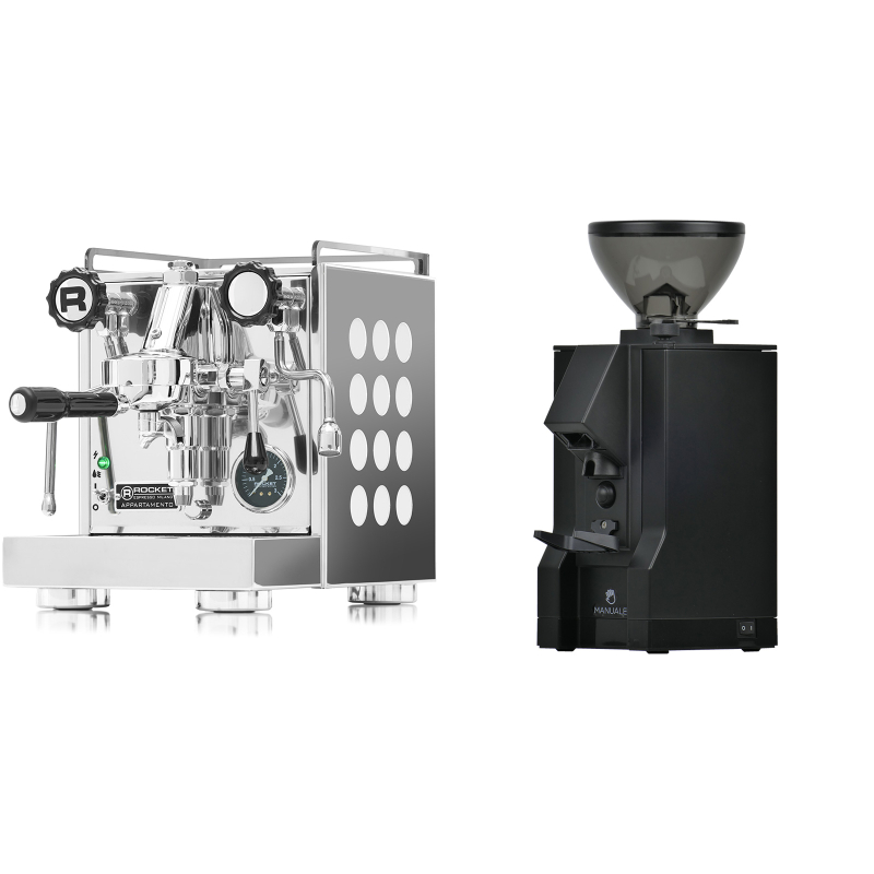 Rocket Espresso Appartamento, white + Eureka Mignon Manuale, BL black Rocket Espresso Appartamento, white + Eureka Mignon Manuale, BL black