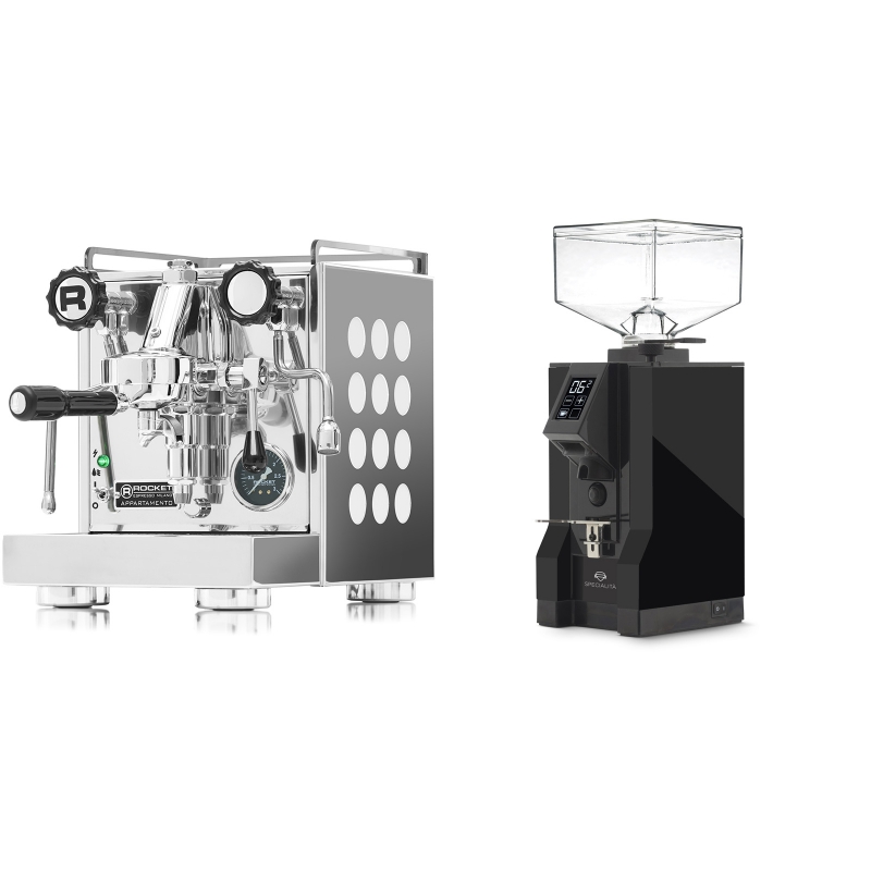 Rocket Espresso Appartamento, white + Eureka Mignon Specialita, BL black Rocket Espresso Appartamento, white + Eureka Mignon Specialita, BL black