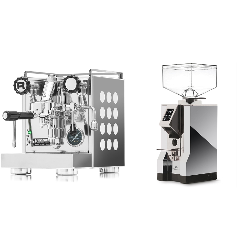 Rocket Espresso Appartamento, white + Eureka Mignon Specialita, CR chrome Rocket Espresso Appartamento, white + Eureka Mignon Specialita, CR chrome