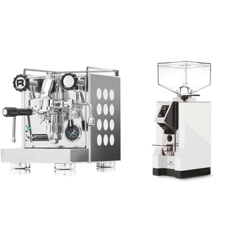 Rocket Espresso Appartamento, white + Eureka Mignon Specialita, CR white Rocket Espresso Appartamento, white + Eureka Mignon Specialita, CR white