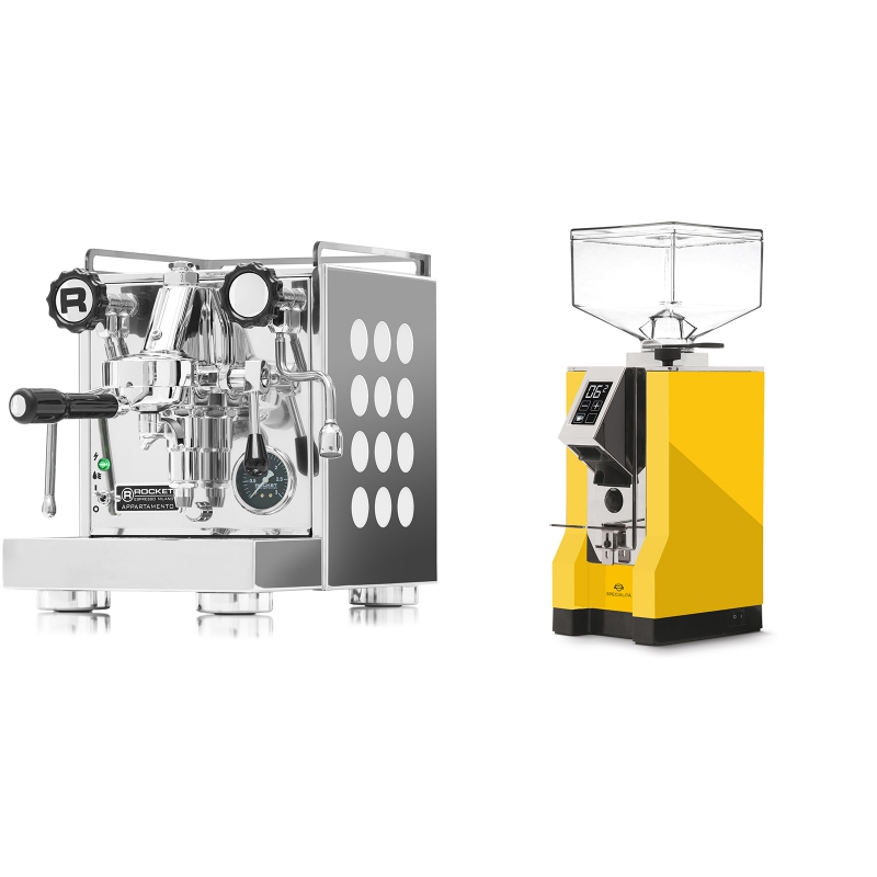 Rocket Espresso Appartamento, white + Eureka Mignon Specialita, CR yellow Rocket Espresso Appartamento, white + Eureka Mignon Specialita, CR yellow