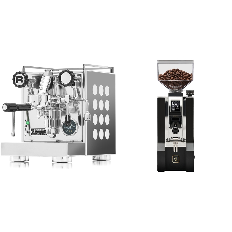 Rocket Espresso Appartamento, white + Eureka Mignon XL, CR black Rocket Espresso Appartamento, white + Eureka Mignon XL, CR black