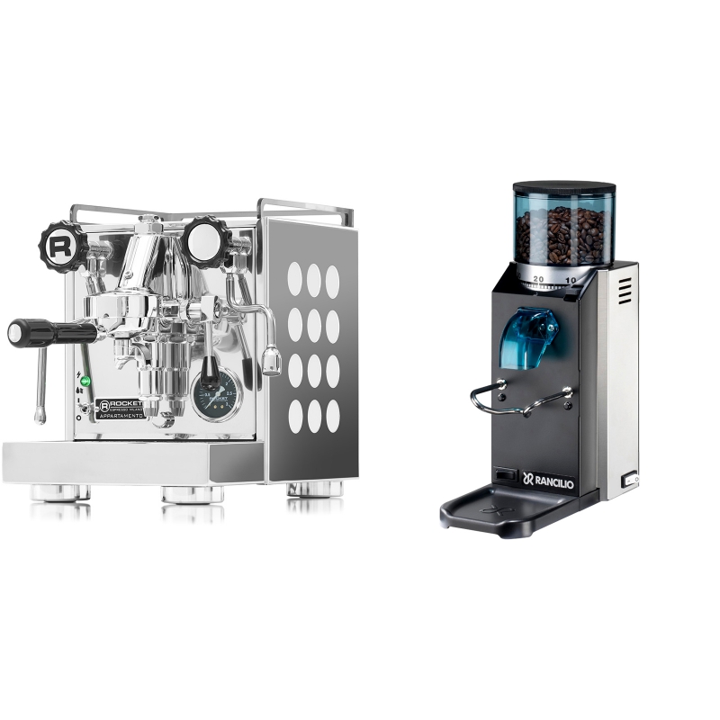 Rocket Espresso Appartamento, white + Rancilio Rocky Doserless Rocket Espresso Appartamento, white + Rancilio Rocky Doserless