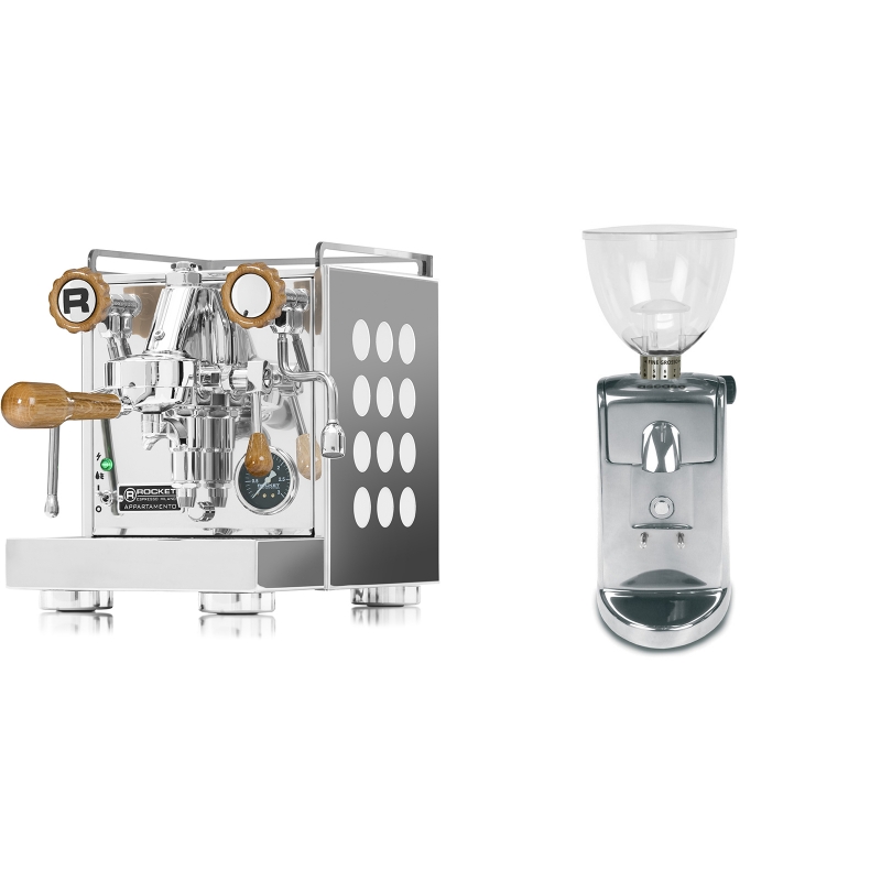 Rocket Espresso Appartamento, white, wood + Ascaso i-mini i1, leštěný hliník Rocket Espresso Appartamento, white, wood + Ascaso i-mini i1, leštěný hliník