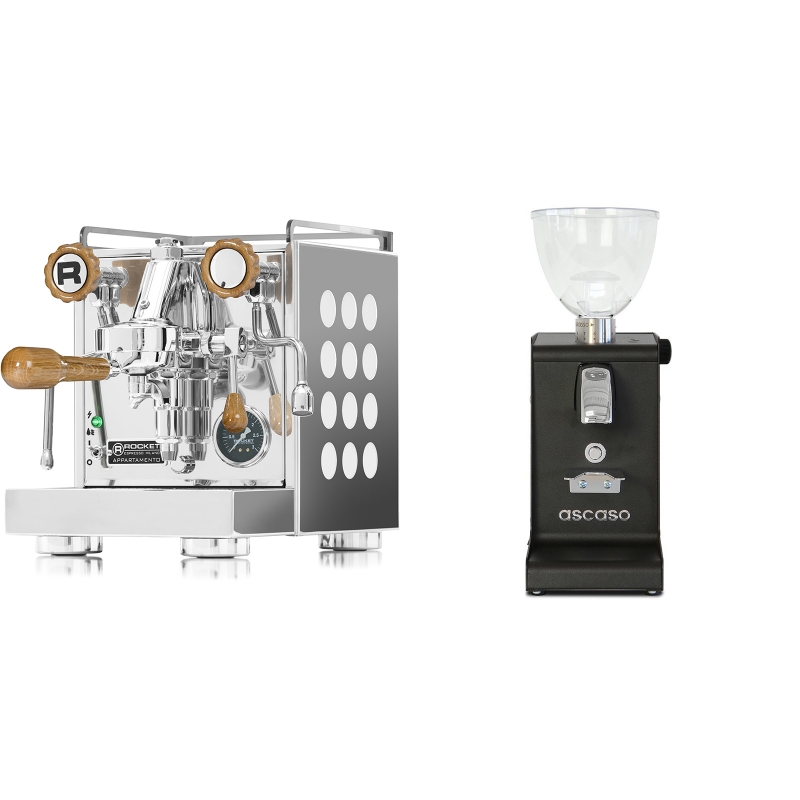 Rocket Espresso Appartamento, white, wood + Ascaso i-steel, černá Rocket Espresso Appartamento, white, wood + Ascaso i-steel, černá