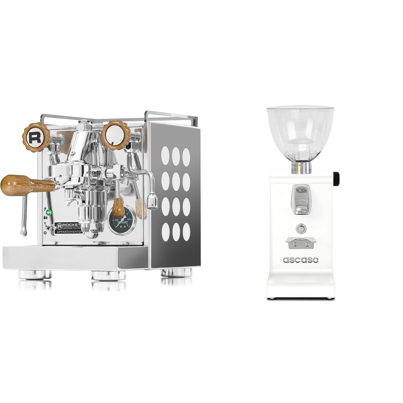 Rocket Espresso Appartamento, white, dub + Ascaso i-steel, bílá Rocket Espresso Appartamento, white, dub + Ascaso i-steel, bílá