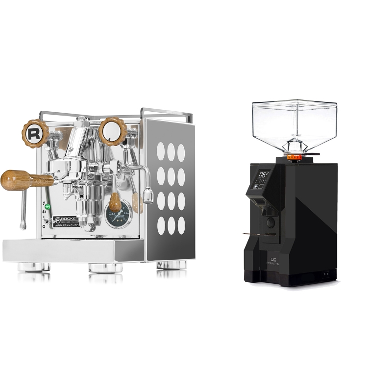 Rocket Espresso Appartamento, white, wood + Eureka Mignon Perfetto, BL black Rocket Espresso Appartamento, white, wood + Eureka Mignon Perfetto, BL black