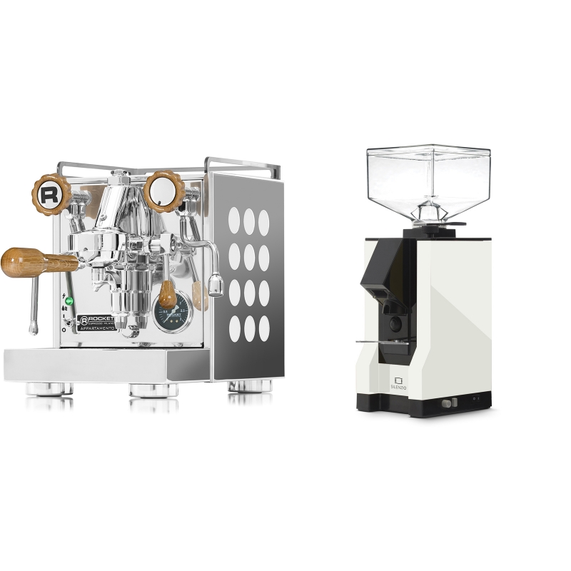 Rocket Espresso Appartamento, white, wood + Eureka Mignon Silenzio, BL white Rocket Espresso Appartamento, white, wood + Eureka Mignon Silenzio, BL white