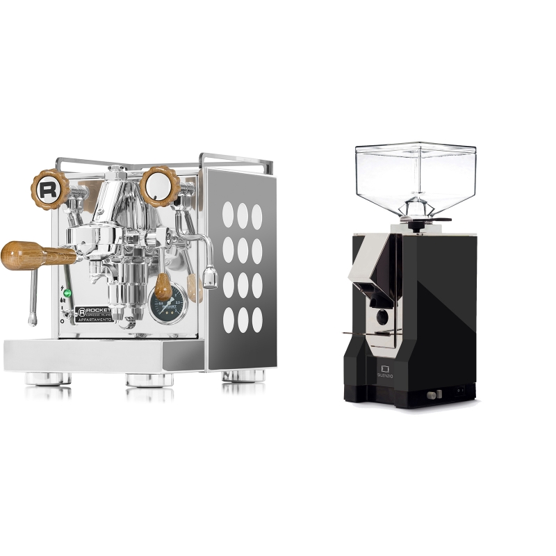 Rocket Espresso Appartamento, white, wood + Eureka Mignon Silenzio, CR black Rocket Espresso Appartamento, white, wood + Eureka Mignon Silenzio, CR black
