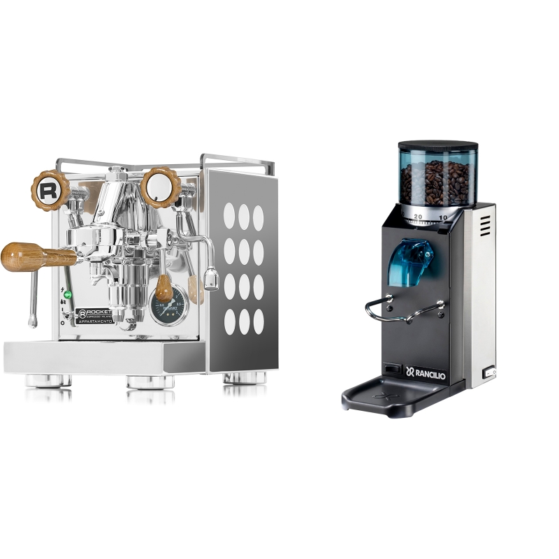 Rocket Espresso Appartamento, white, dub + Rancilio Rocky Doserless Rocket Espresso Appartamento, white, dub + Rancilio Rocky Doserless