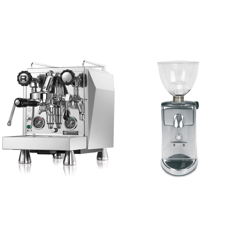 Rocket Espresso Giotto Cronometro R + Ascaso i-mini i1, leštěný hliník Rocket Espresso Giotto Cronometro R + Ascaso i-mini i1, leštěný hliník