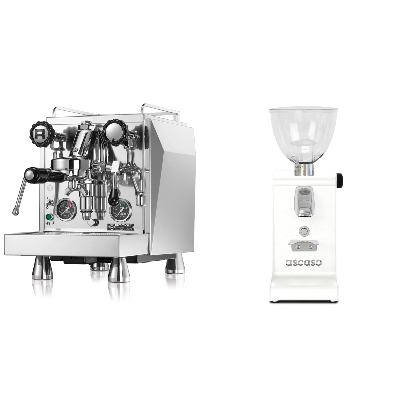 Rocket Espresso Giotto Cronometro R + Ascaso i-steel, bílá Rocket Espresso Giotto Cronometro R + Ascaso i-steel, bílá