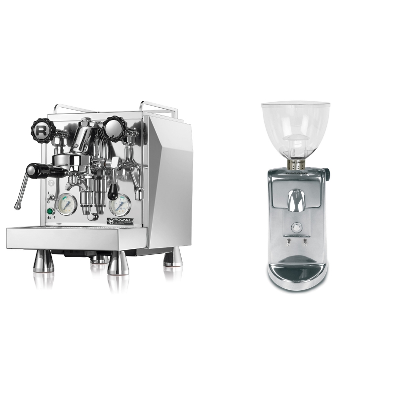 Rocket Espresso Giotto Cronometro V + Ascaso i-mini i1, leštěný hliník Rocket Espresso Giotto Cronometro V + Ascaso i-mini i1, leštěný hliník