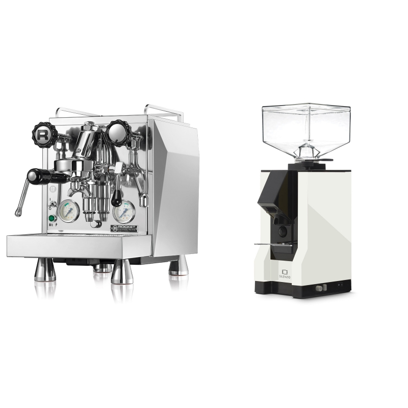 Rocket Espresso Giotto Cronometro V + Eureka Mignon Silenzio, BL white Rocket Espresso Giotto Cronometro V + Eureka Mignon Silenzio, BL white