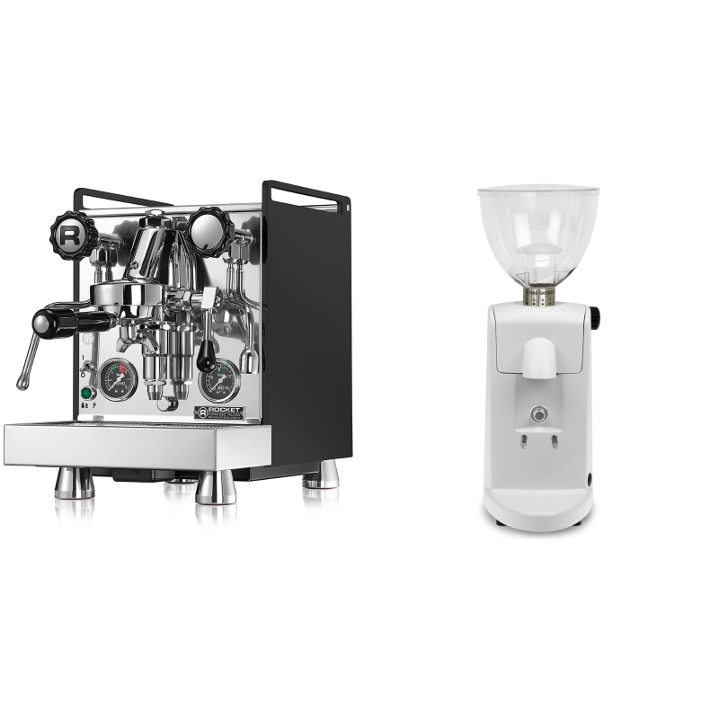 Rocket Espresso Mozzafiato Cronometro R, černá + Ascaso i-mini i1, bílá Rocket Espresso Mozzafiato Cronometro R, černá + Ascaso i-mini i1, bílá