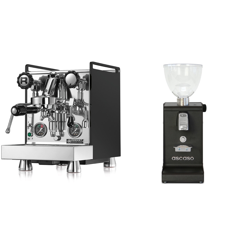 Rocket Espresso Mozzafiato Cronometro R, černá + Ascaso i-steel, černá Rocket Espresso Mozzafiato Cronometro R, černá + Ascaso i-steel, černá