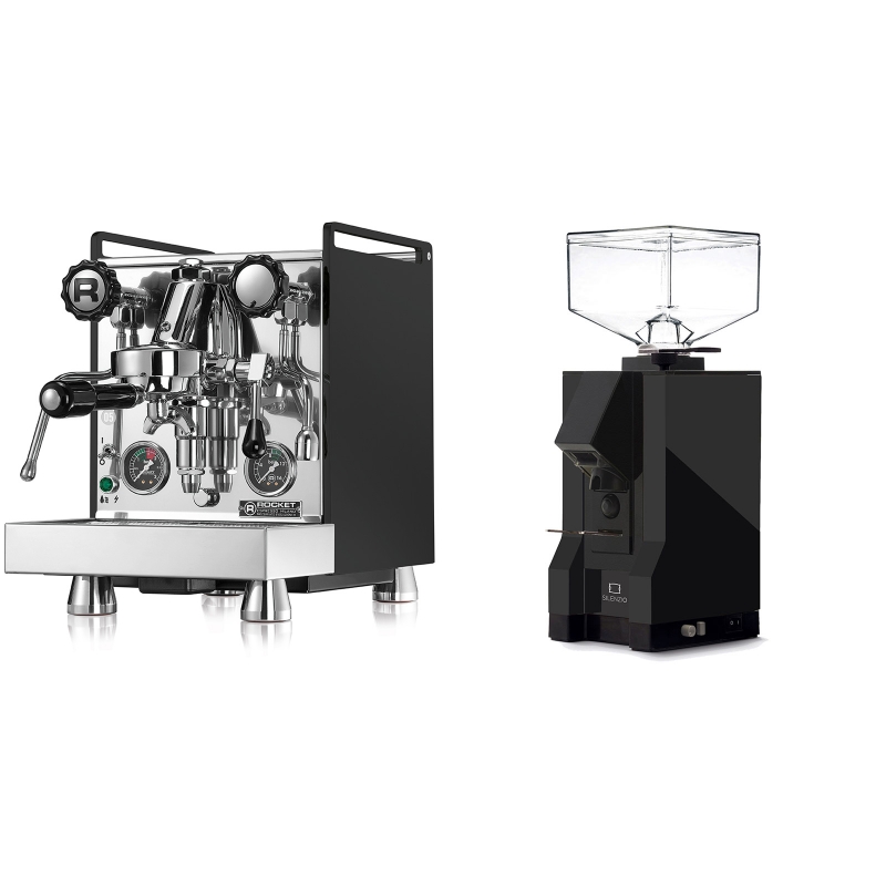Rocket Espresso Mozzafiato Cronometro R, černá + Eureka Mignon Silenzio, BL black Rocket Espresso Mozzafiato Cronometro R, černá + Eureka Mignon Silenzio, BL black