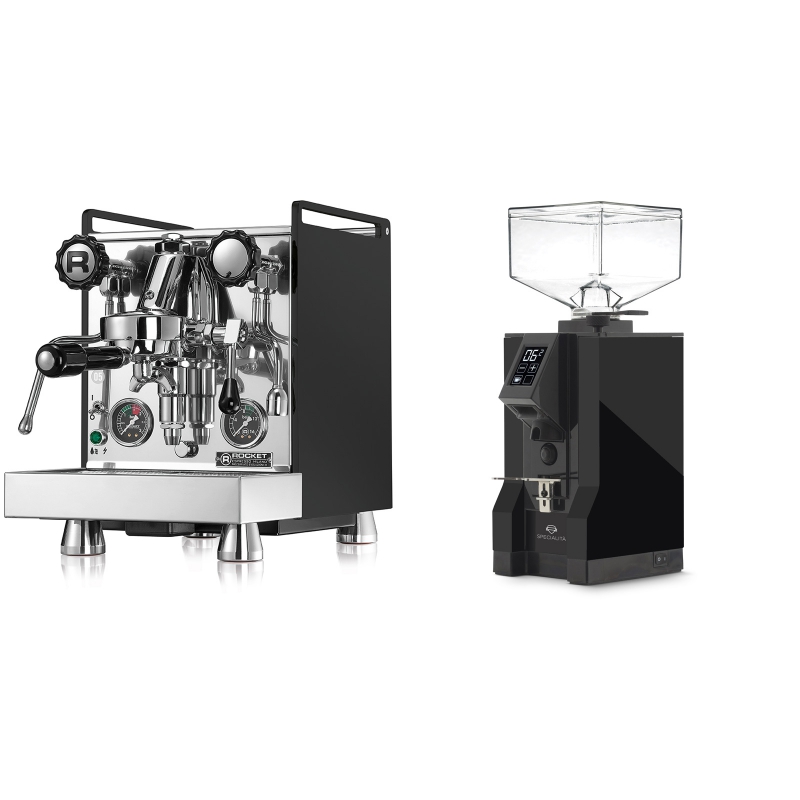 Rocket Espresso Mozzafiato Cronometro R, černá + Eureka Mignon Specialita, BL black Rocket Espresso Mozzafiato Cronometro R, černá + Eureka Mignon Specialita, BL black