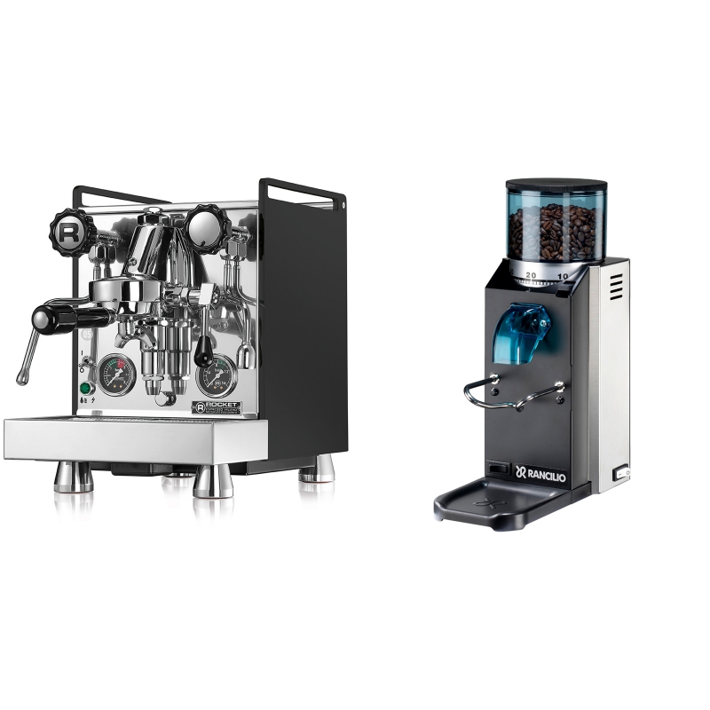Rocket Espresso Mozzafiato Cronometro R, černá + Rancilio Rocky Doserless Rocket Espresso Mozzafiato Cronometro R, černá + Rancilio Rocky Doserless