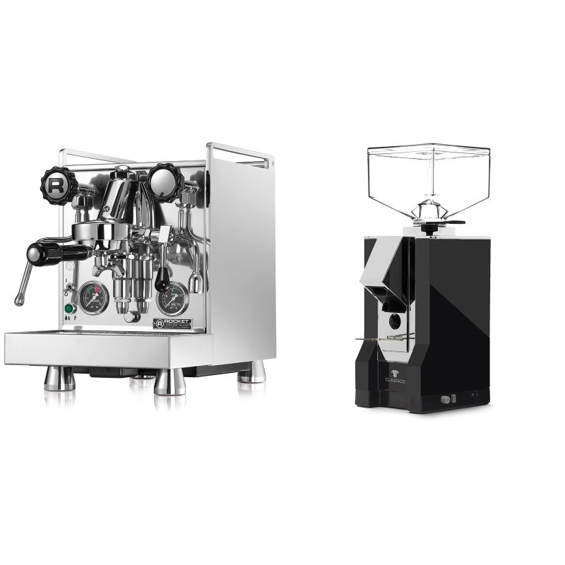 Rocket Espresso Mozzafiato Cronometro R + Eureka Mignon Classico, CR black Rocket Espresso Mozzafiato Cronometro R + Eureka Mignon Classico, CR black