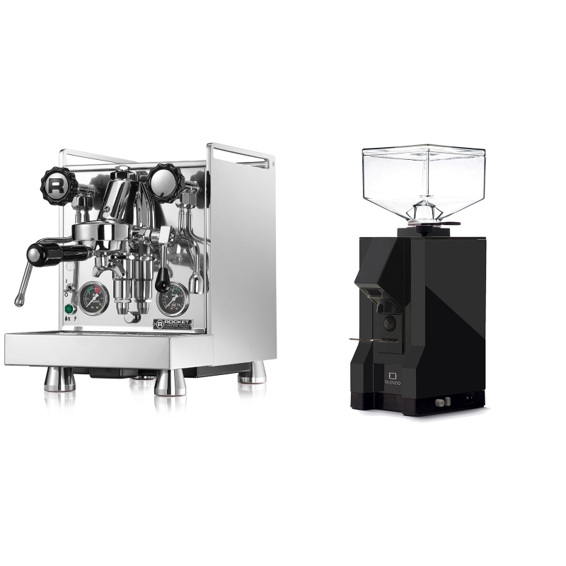 Rocket Espresso Mozzafiato Cronometro R + Eureka Mignon Silenzio, BL black Rocket Espresso Mozzafiato Cronometro R + Eureka Mignon Silenzio, BL black