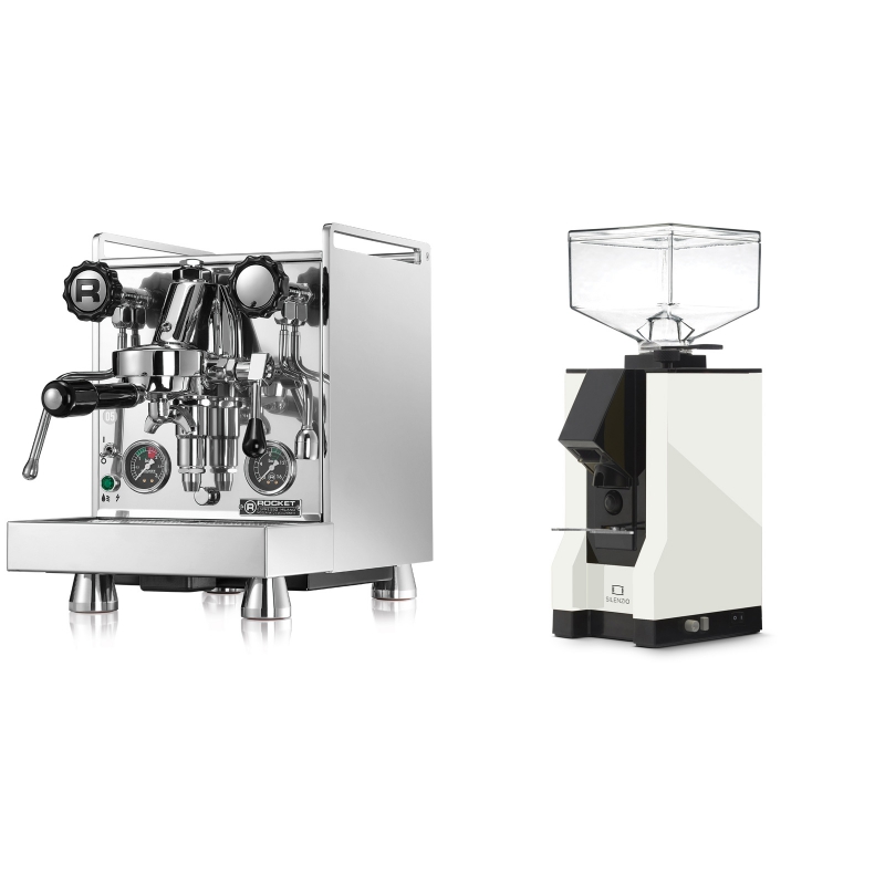 Rocket Espresso Mozzafiato Cronometro R + Eureka Mignon Silenzio, BL white Rocket Espresso Mozzafiato Cronometro R + Eureka Mignon Silenzio, BL white