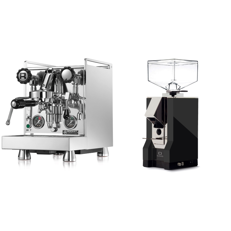 Rocket Espresso Mozzafiato Cronometro R + Eureka Mignon Silenzio, CR black Rocket Espresso Mozzafiato Cronometro R + Eureka Mignon Silenzio, CR black