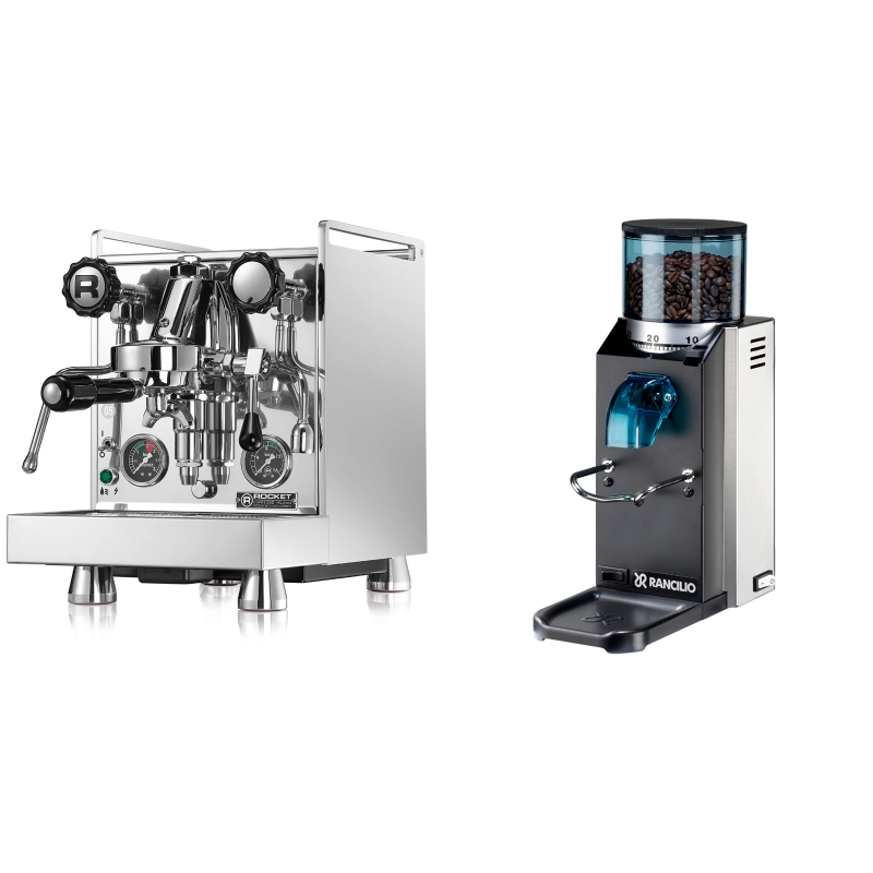 Rocket Espresso Mozzafiato Cronometro R + Rancilio Rocky Doserless Rocket Espresso Mozzafiato Cronometro R + Rancilio Rocky Doserless