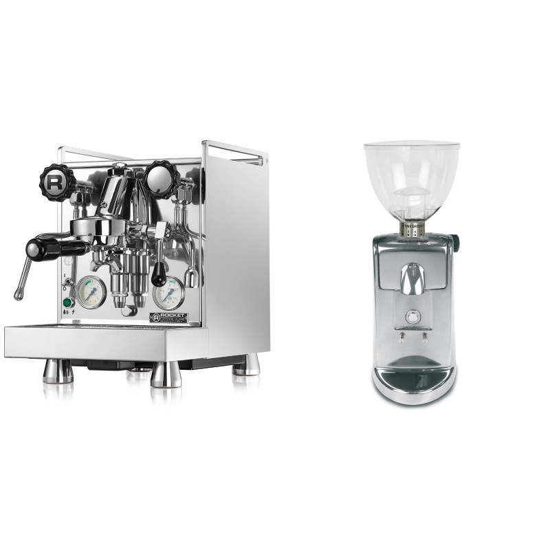 Rocket Espresso Mozzafiato Cronometro V + Ascaso i-mini i1, leštěný hliník Rocket Espresso Mozzafiato Cronometro V + Ascaso i-mini i1, leštěný hliník