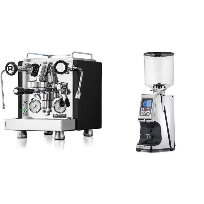Rocket Espresso R 60V, černá + Eureka Atom Specialty 75, chrome Rocket Espresso R 60V, černá + Eureka Atom Specialty 75, chrome