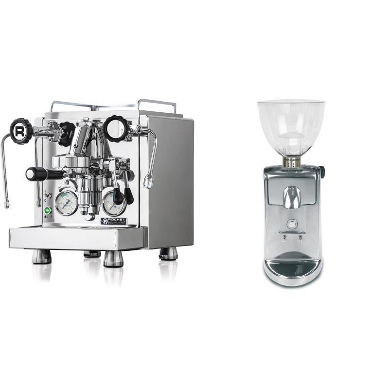 Rocket Espresso R 60V + Ascaso i-mini i1, leštěný hliník Rocket Espresso R 60V + Ascaso i-mini i1, leštěný hliník