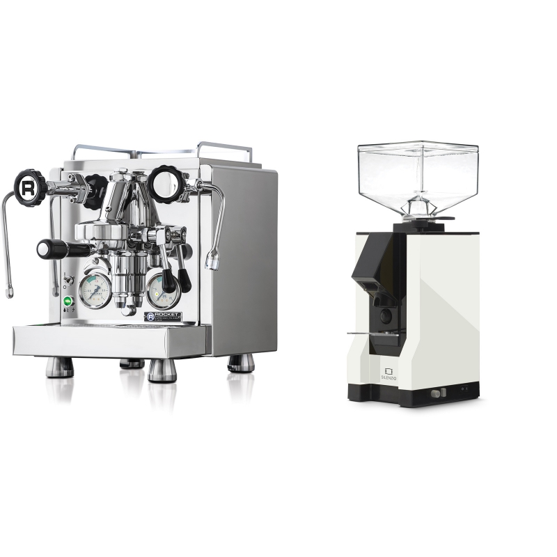 Rocket Espresso R 60V + Eureka Mignon Silenzio, BL white Rocket Espresso R 60V + Eureka Mignon Silenzio, BL white