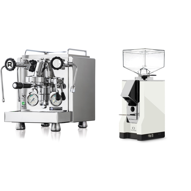 Rocket Espresso R 60V + Eureka Mignon Silenzio, CR white Rocket Espresso R 60V + Eureka Mignon Silenzio, CR white