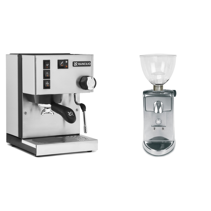 Rancilio Silvia BC + Ascaso i-mini i1, leštěný hliník Rancilio Silvia BC + Ascaso i-mini i1, leštěný hliník
