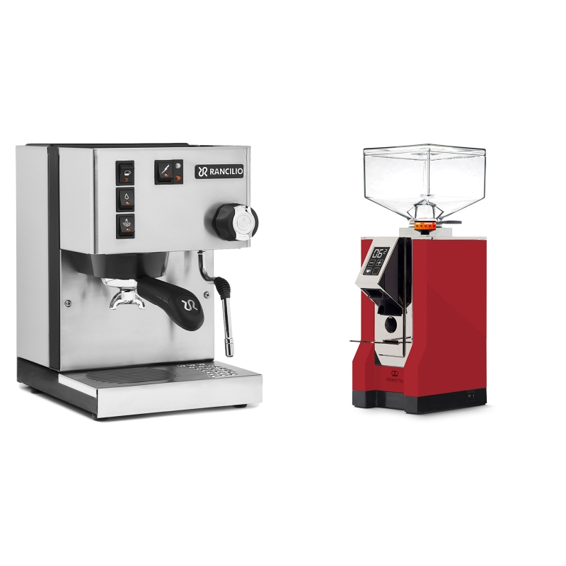 Rancilio Silvia BC + Eureka Mignon Perfetto, CR ferrari red Rancilio Silvia BC + Eureka Mignon Perfetto, CR ferrari red
