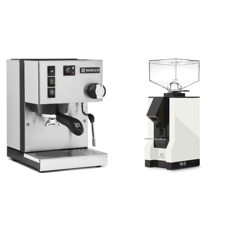 Rancilio Silvia BC + Eureka Mignon Silenzio, BL white Rancilio Silvia BC + Eureka Mignon Silenzio, BL white