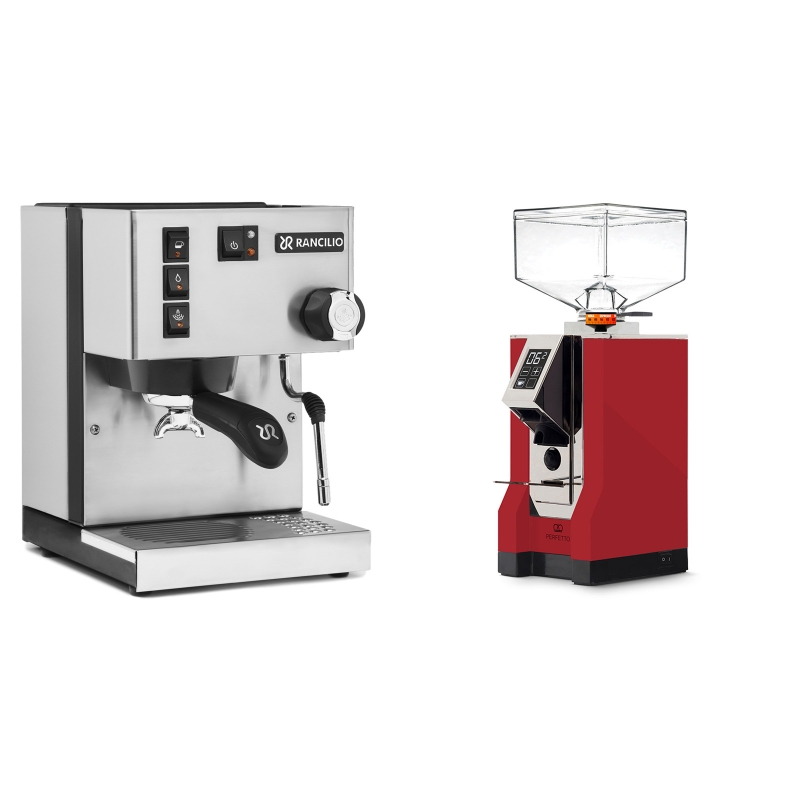 Rancilio Silvia E + Eureka Mignon Perfetto, CR ferrari red Rancilio Silvia E + Eureka Mignon Perfetto, CR ferrari red