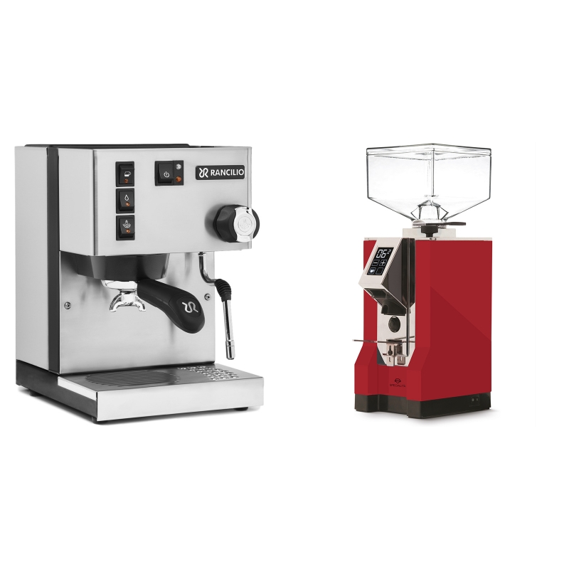 Rancilio Silvia E + Eureka Mignon Specialita, CR ferrari red Rancilio Silvia E + Eureka Mignon Specialita, CR ferrari red