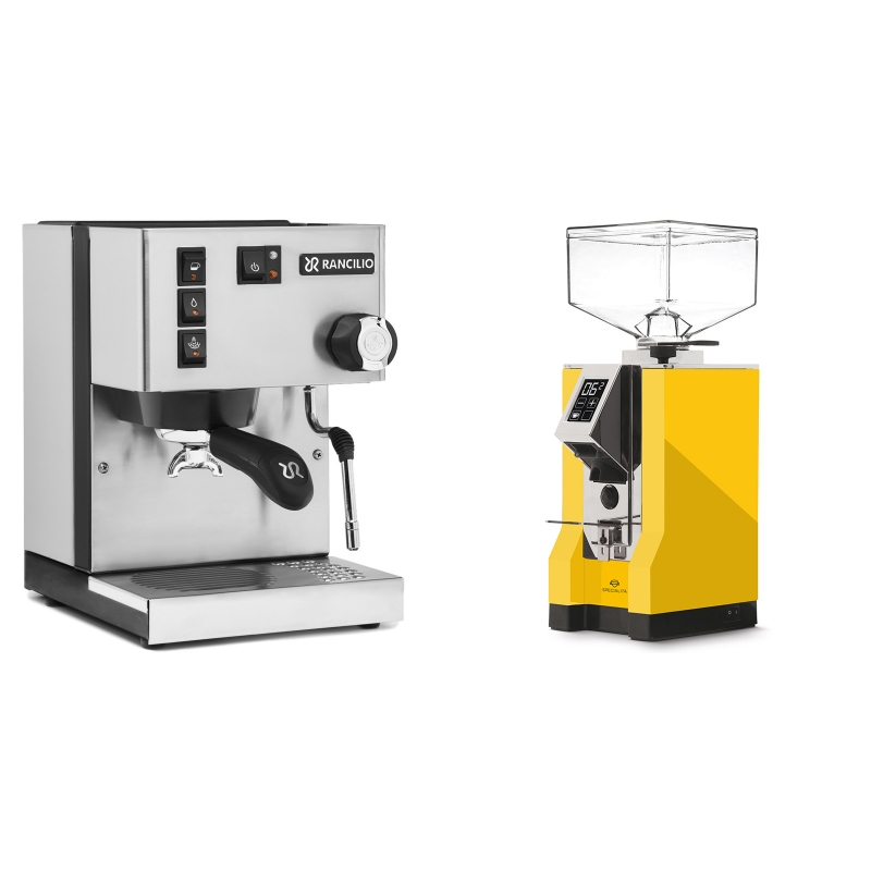 Rancilio Silvia E + Eureka Mignon Specialita, CR yellow Rancilio Silvia E + Eureka Mignon Specialita, CR yellow