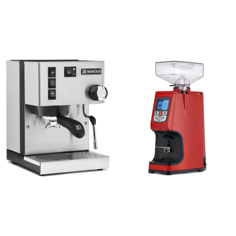 Rancilio Silvia E + Eureka Atom 60, ferrari red Rancilio Silvia E + Eureka Atom 60, ferrari red
