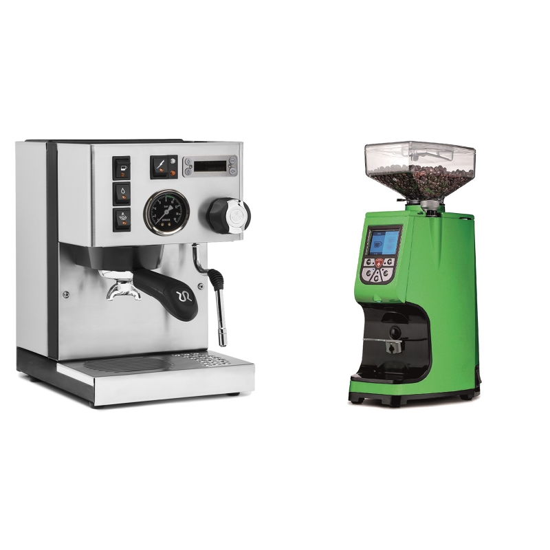 Rancilio Silvia PID Buna café edice + Eureka Atom 60, kawasaki green Rancilio Silvia PID Buna café edice + Eureka Atom 60, kawasaki green