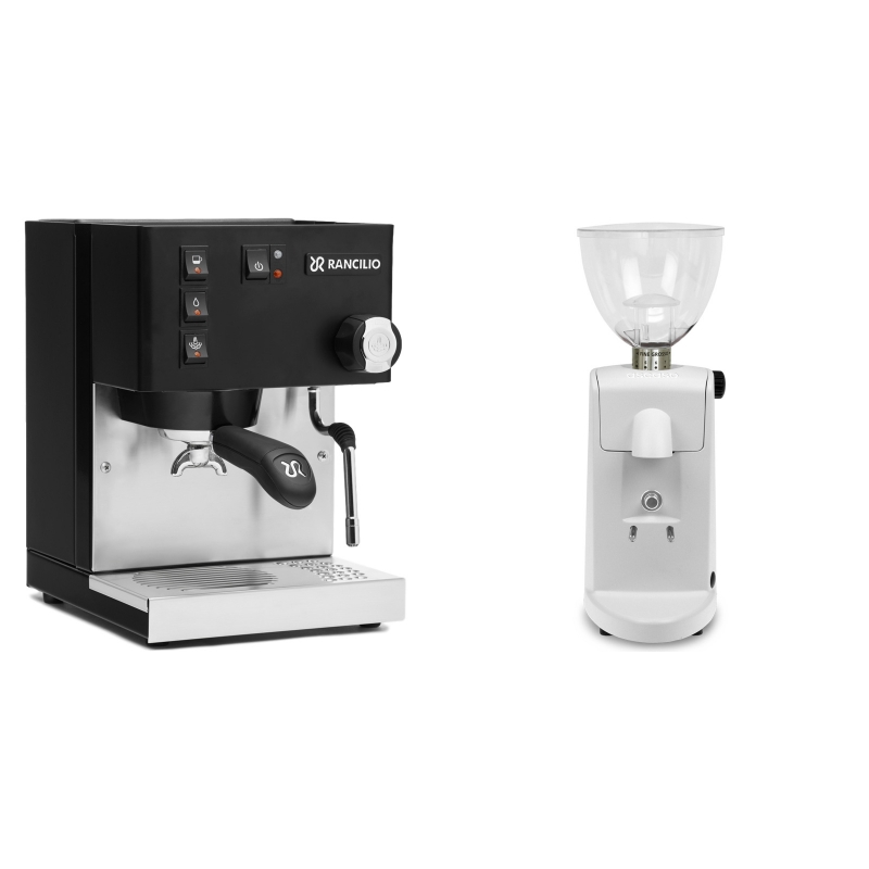Rancilio Silvia E, černá + Ascaso i-mini i1, bílá Rancilio Silvia E, černá + Ascaso i-mini i1, bílá