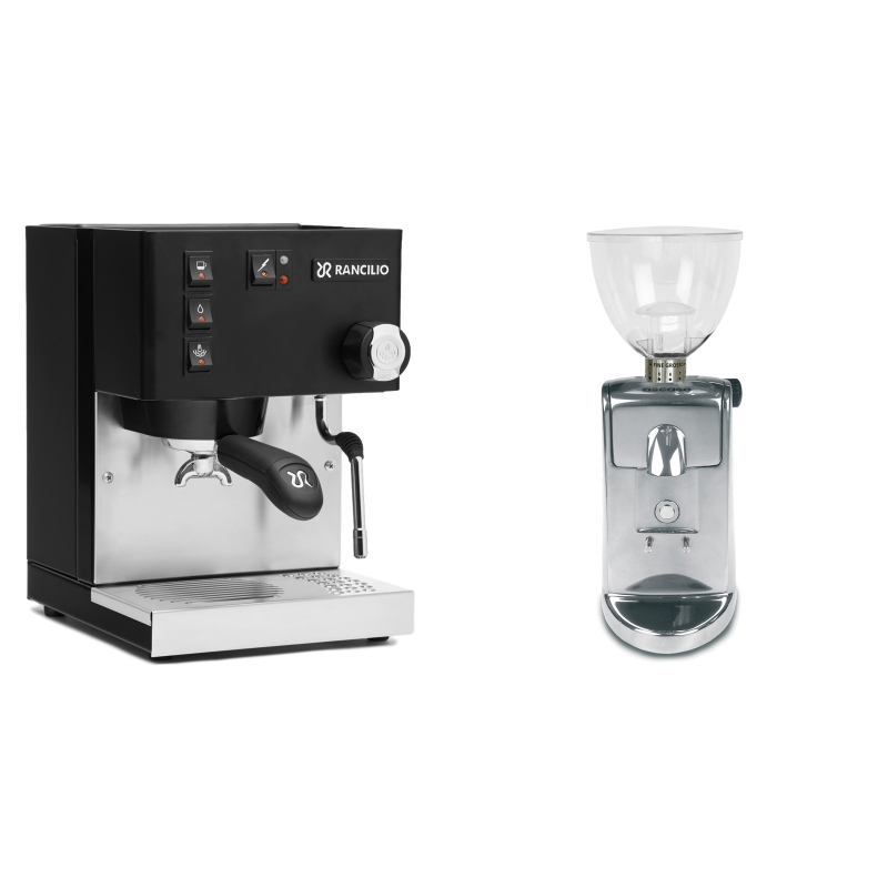 Rancilio Silvia BC, černá + Ascaso i-mini i1, leštěný hliník Rancilio Silvia BC, černá + Ascaso i-mini i1, leštěný hliník
