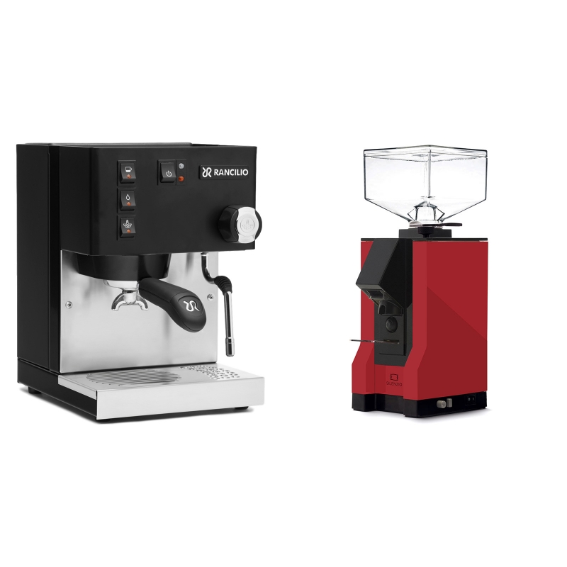 Rancilio Silvia E, černá + Eureka Mignon Silenzio, BL ferrari red Rancilio Silvia E, černá + Eureka Mignon Silenzio, BL ferrari red