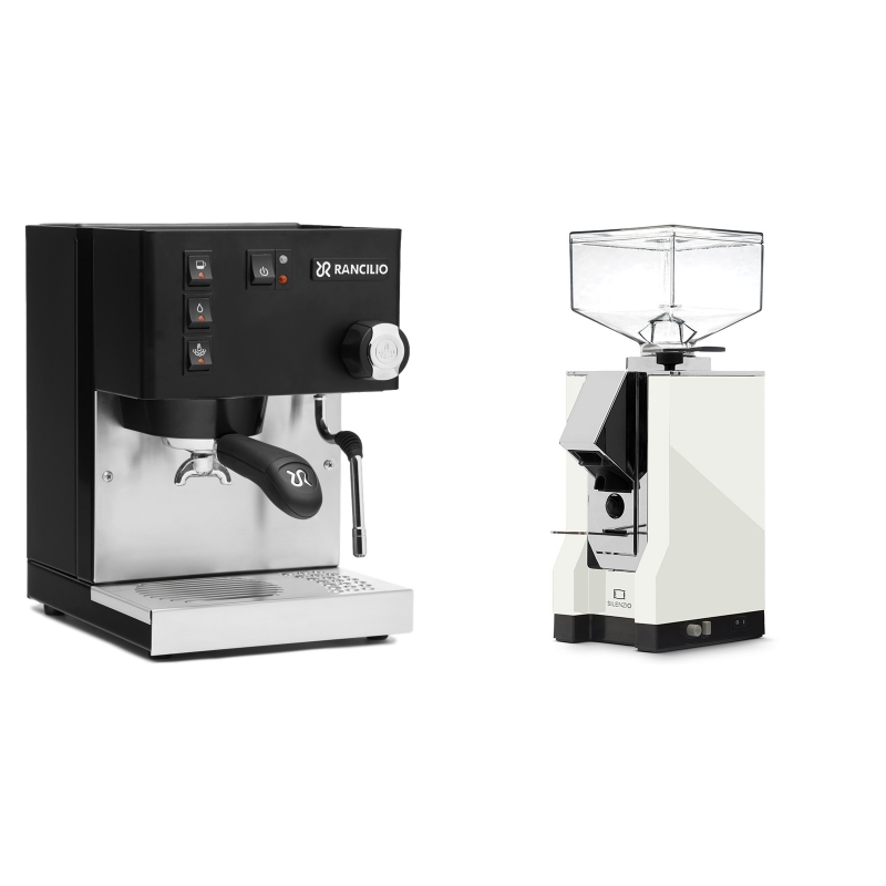 Rancilio Silvia E, černá + Eureka Mignon Silenzio, CR white Rancilio Silvia E, černá + Eureka Mignon Silenzio, CR white