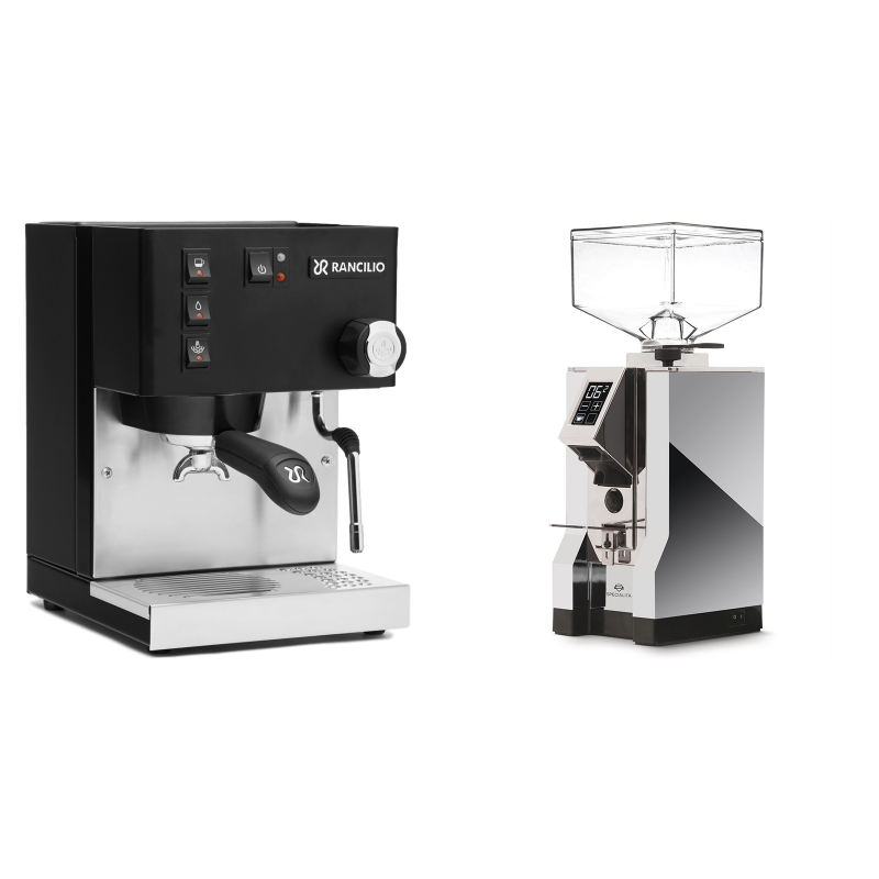 Rancilio Silvia E, černá + Eureka Mignon Specialita, CR chrome Rancilio Silvia E, černá + Eureka Mignon Specialita, CR chrome