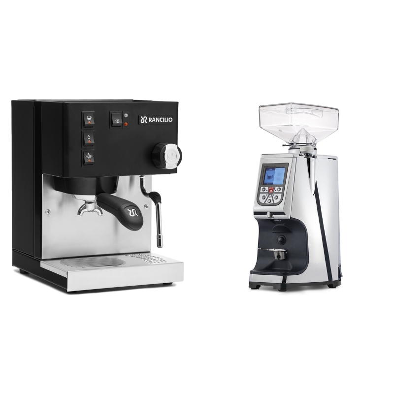 Rancilio Silvia E, černá + Eureka Atom 60, chrome Rancilio Silvia E, černá + Eureka Atom 60, chrome