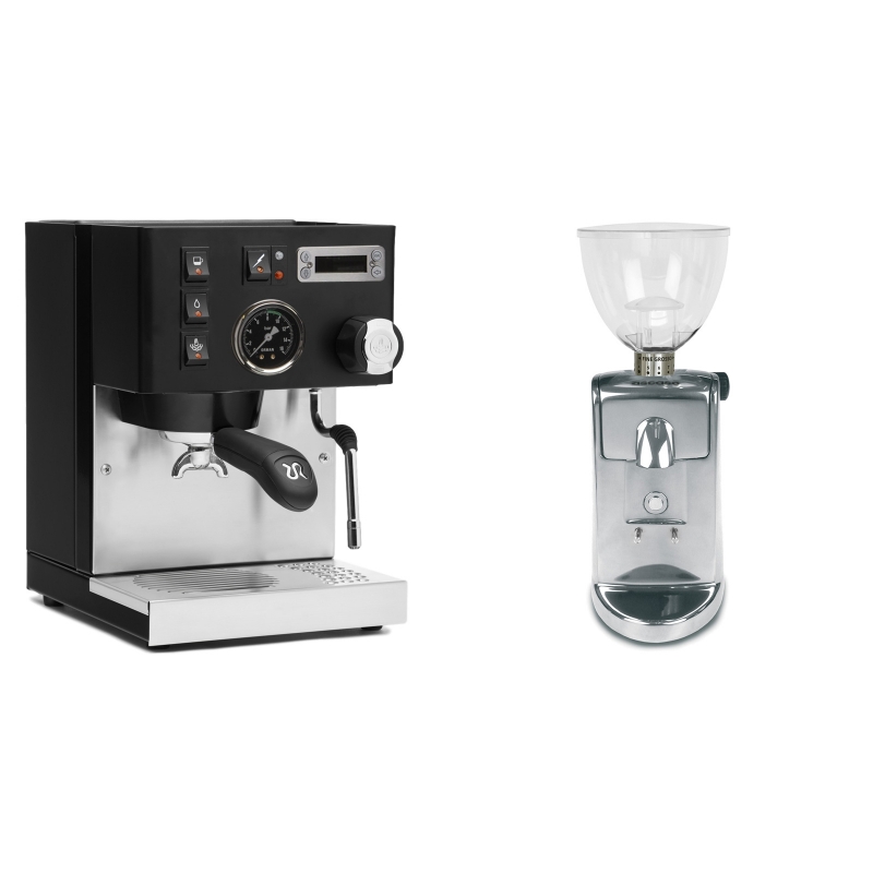 Rancilio Silvia PID Buna café edice, černá + Ascaso i-mini i1, leštěný hliník Rancilio Silvia PID Buna café edice, černá + Ascaso i-mini i1, leštěný hliník