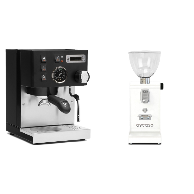 Rancilio Silvia PID Buna café edice, černá + Ascaso i-steel, bílá Rancilio Silvia PID Buna café edice, černá + Ascaso i-steel, bílá