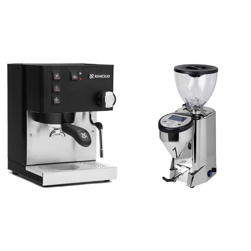 Rancilio Silvia E, černá + Rocket Espresso FAUSTO, chrome Rancilio Silvia E, černá + Rocket Espresso FAUSTO, chrome